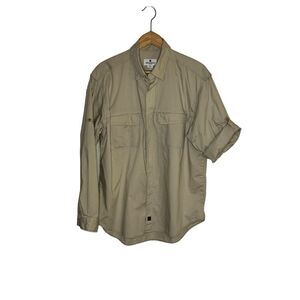 Hiking Fishing Vented Cotton Lightweight Snap Front Shirt Size Large